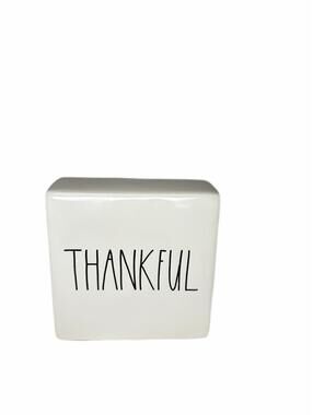 Ceramic Thankful Grateful Decorative Block Sign